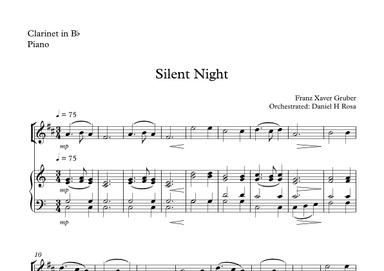 Silent Night - Christmas Carol - Bb Clarinet and Piano (arr. Daniel H Rosa)