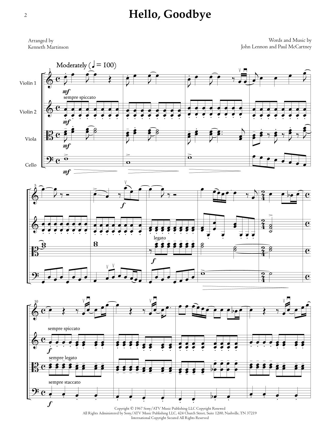 Hello, Goodbye (arr. Kenneth Martinson)