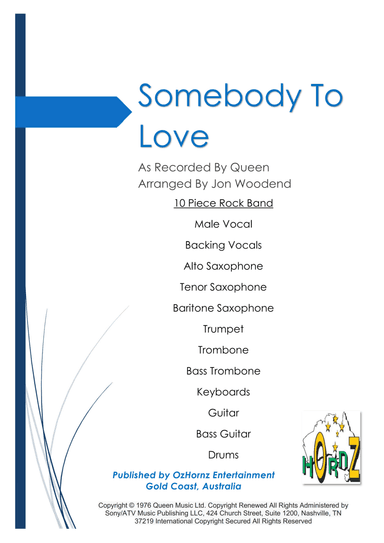 Somebody To Love (arr. Jon Woodend)