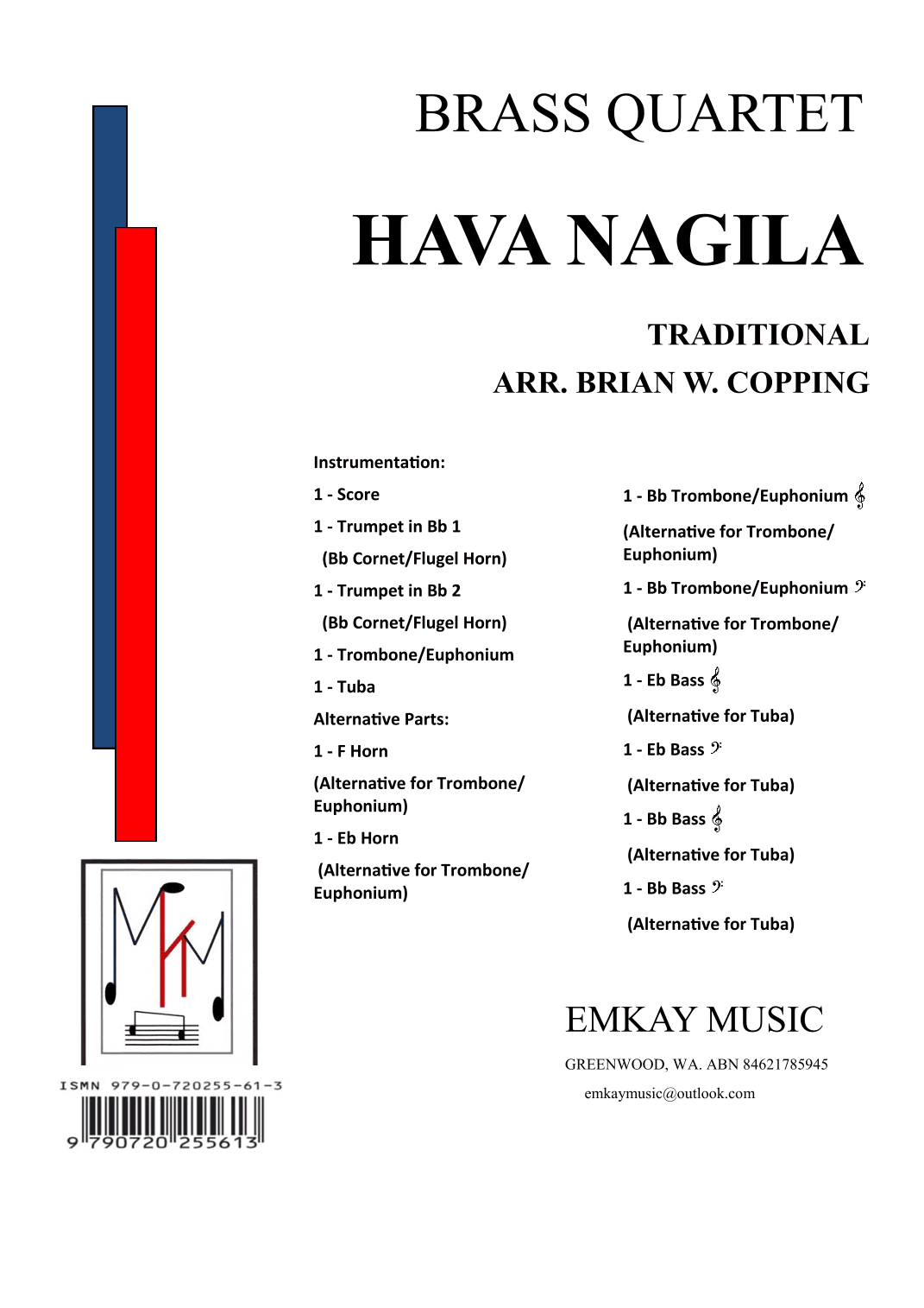 HAVA NAGILA – BRASS QUARTET (arr. BRIAN W. COPPING)