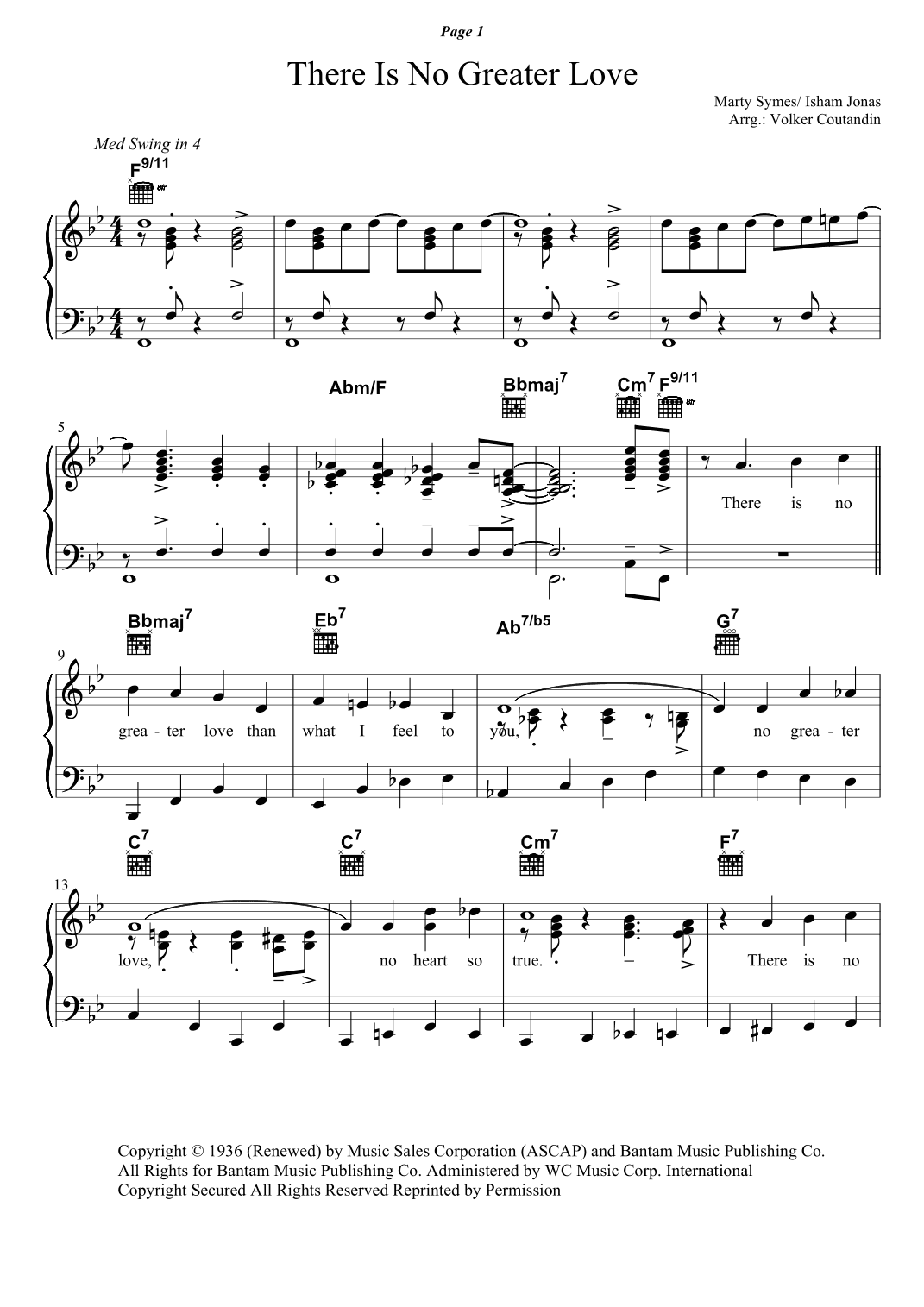 (there Is) No Greater Love (arr. Volker Coutandin)