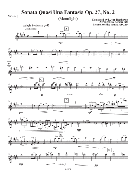 Moonlight Sonata (1st Movement) (arr. Kirstin Fife)