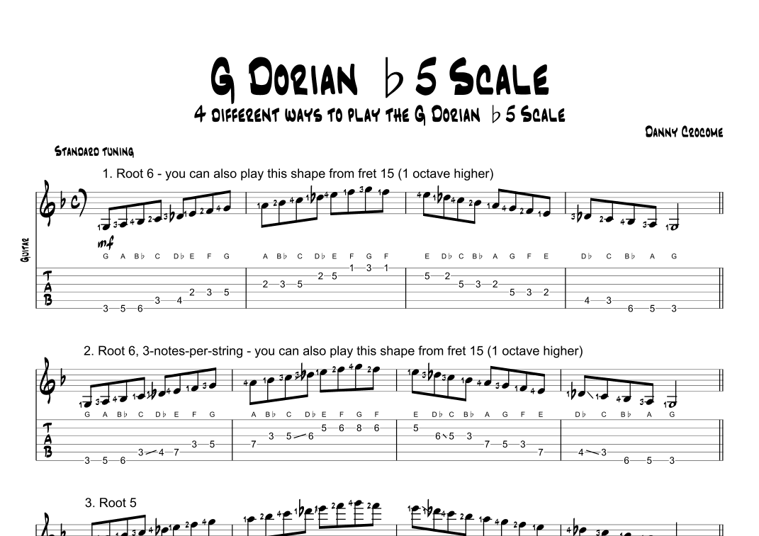 G Dorian b5 Scale (4 Ways to Play)