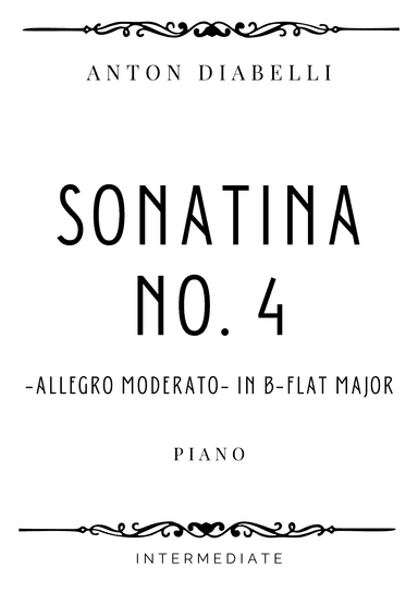Diabelli - Allegro moderato from Sonatina No. 4 in B Flat Major - Intermediate (arr. Piacere Music Sheets)