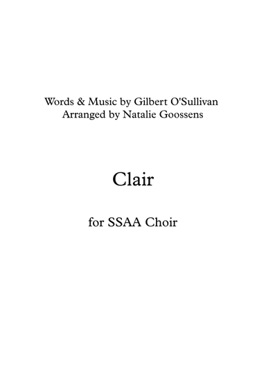 Clair (arr. Natalie Goossens)