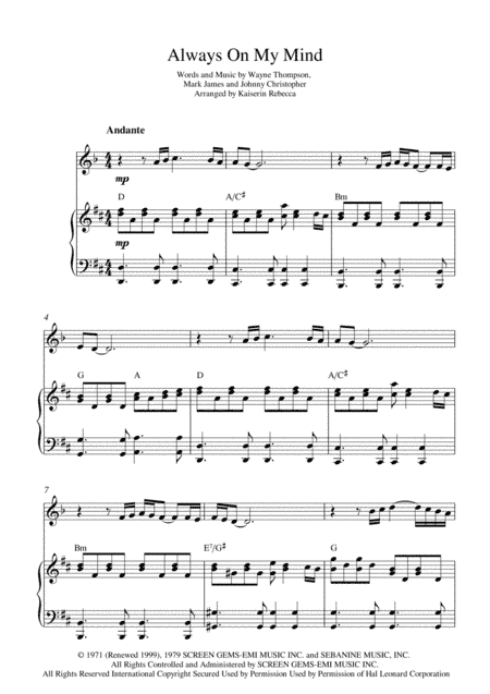 Always On My Mind (arr. Kaiserin Rebecca)