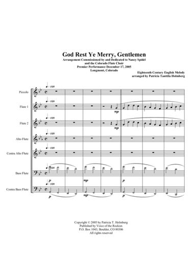 God Rest Ye Merry, Gentlemen - for flute choir (arr. Pat Holmberg)