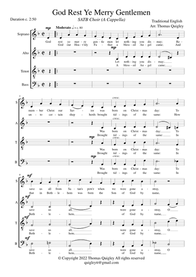 God Rest Ye Merry Gentlemen (SATB A Cappella) (arr. Thomas Quigley)