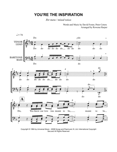 You're The Inspiration (arr. Rowena Harper)