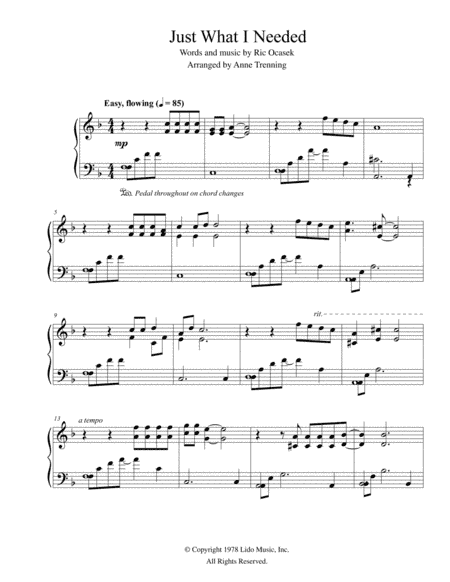 Just What I Needed (arr. Anne Trenning)