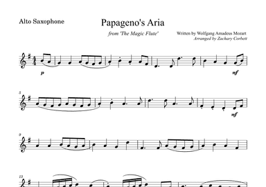 Papageno's Aria from The Magic Flute (arr. Zachary Corbett)