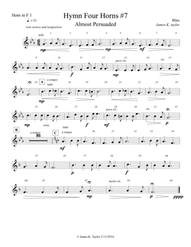 ALMOST PERSUADED (Horn Quartet #7) (arr. James K. Taylor)