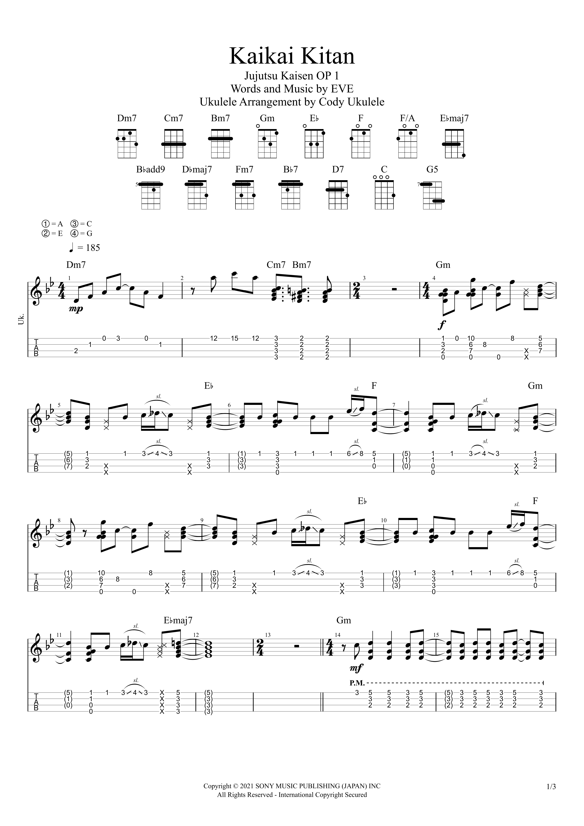 Kaikai Kitan (arr. Cody Ukulele)