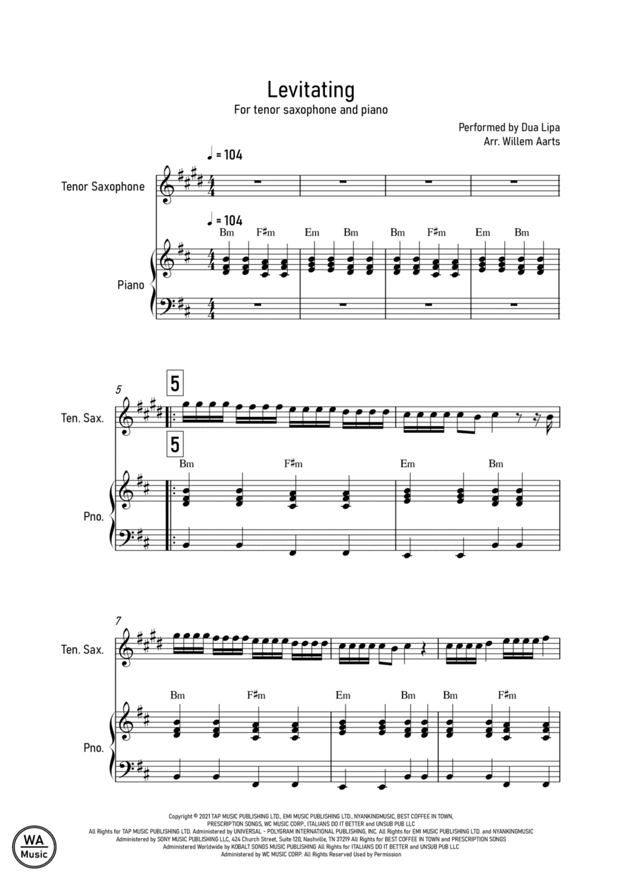 Levitating (arr. Willem Aarts)
