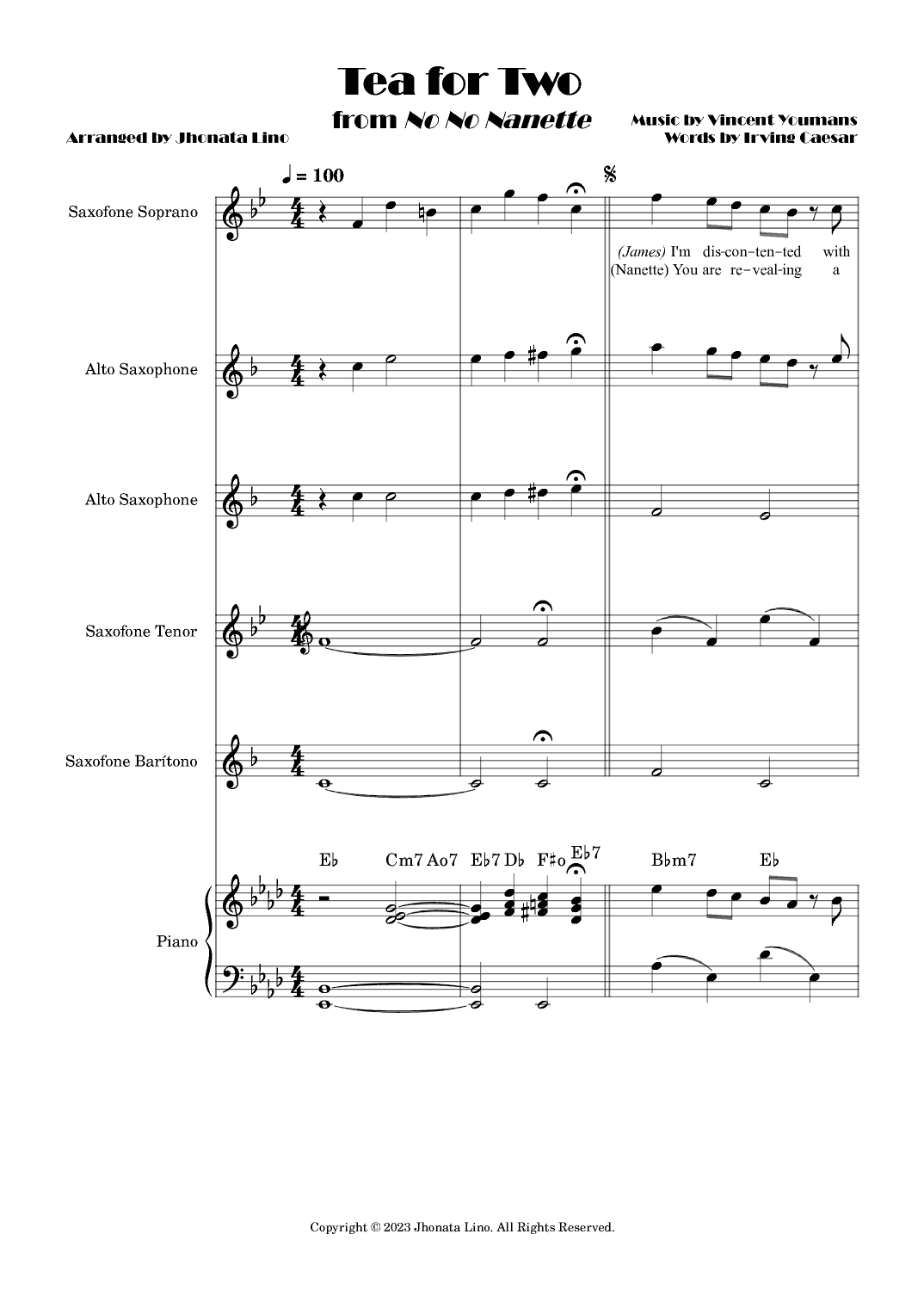 Tea For Two (arr. Jhonata Lino)