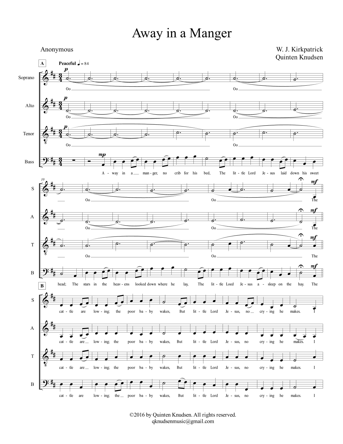 Away in a Manger (arr. Quinten Knudsen)