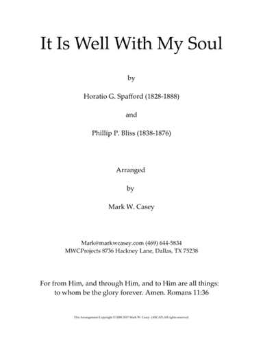 It Is Well With My Soul (arr. Mark W. Casey)