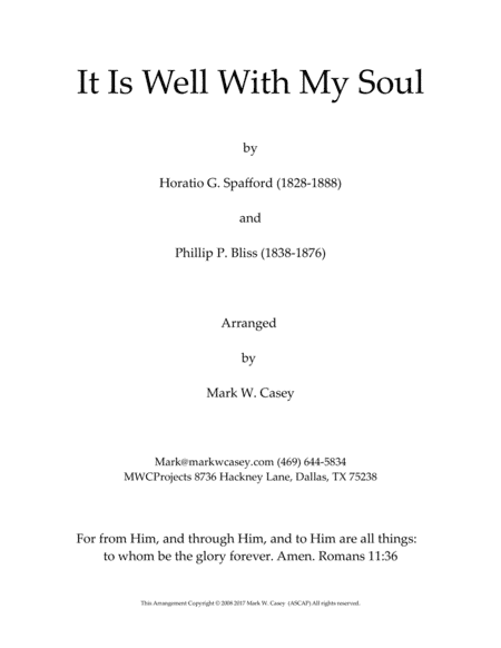 It Is Well With My Soul (arr. Mark W. Casey)