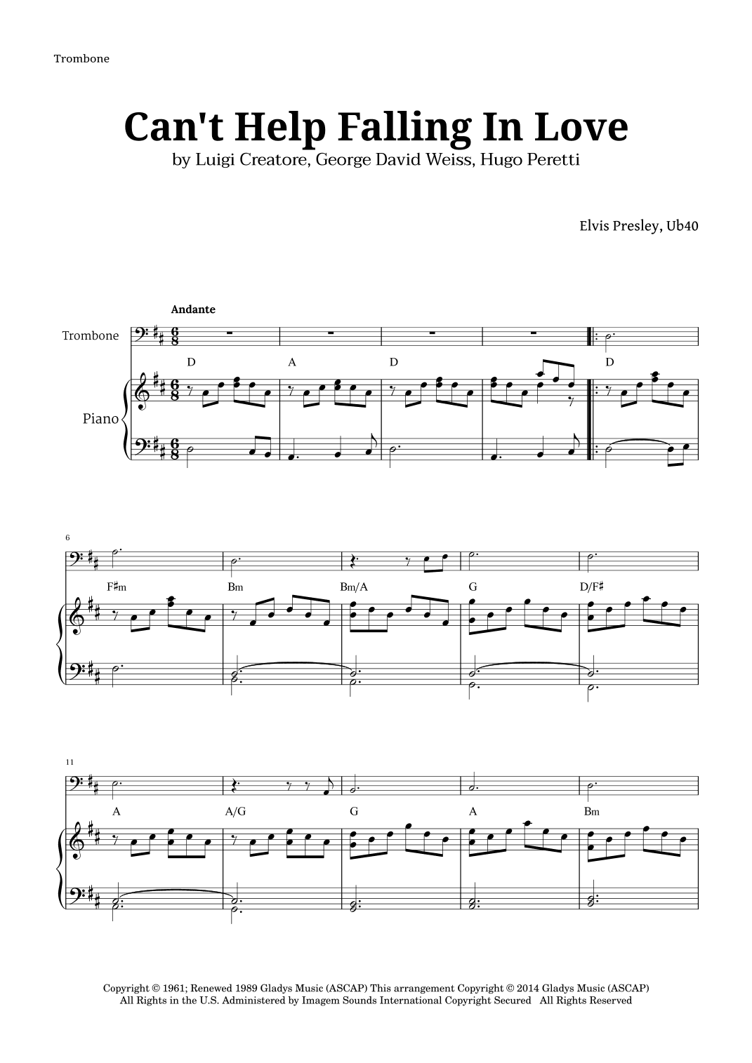 Can't Help Falling In Love (arr. Langanho)