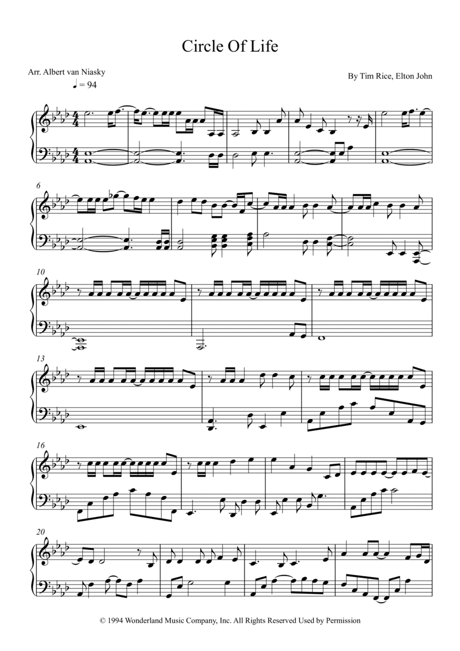 Circle Of Life (arr. Albert van Niasky)