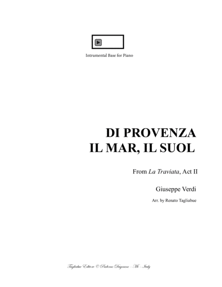 DI PROVENZA IL MAR, IL SUOL - G. Verdi - Arr. for Bariton and Piano (arr. Renato Tagliabue)