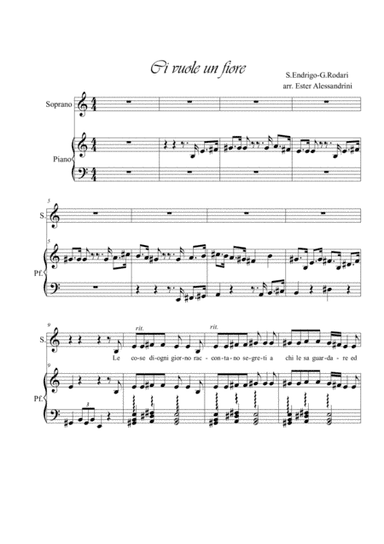 Ci vuole un fiore. Voice and piano (arr. Ester Alessandrini)