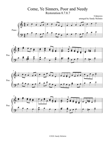 Come, Ye Sinners, Poor and Needy (Restoration) (arr. Sandy McIntire)
