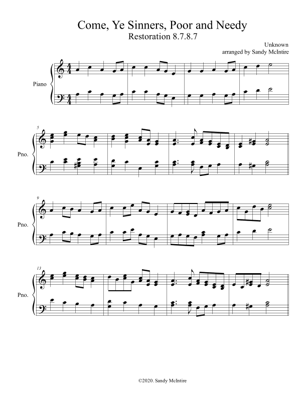 Come, Ye Sinners, Poor and Needy (Restoration) (arr. Sandy McIntire)