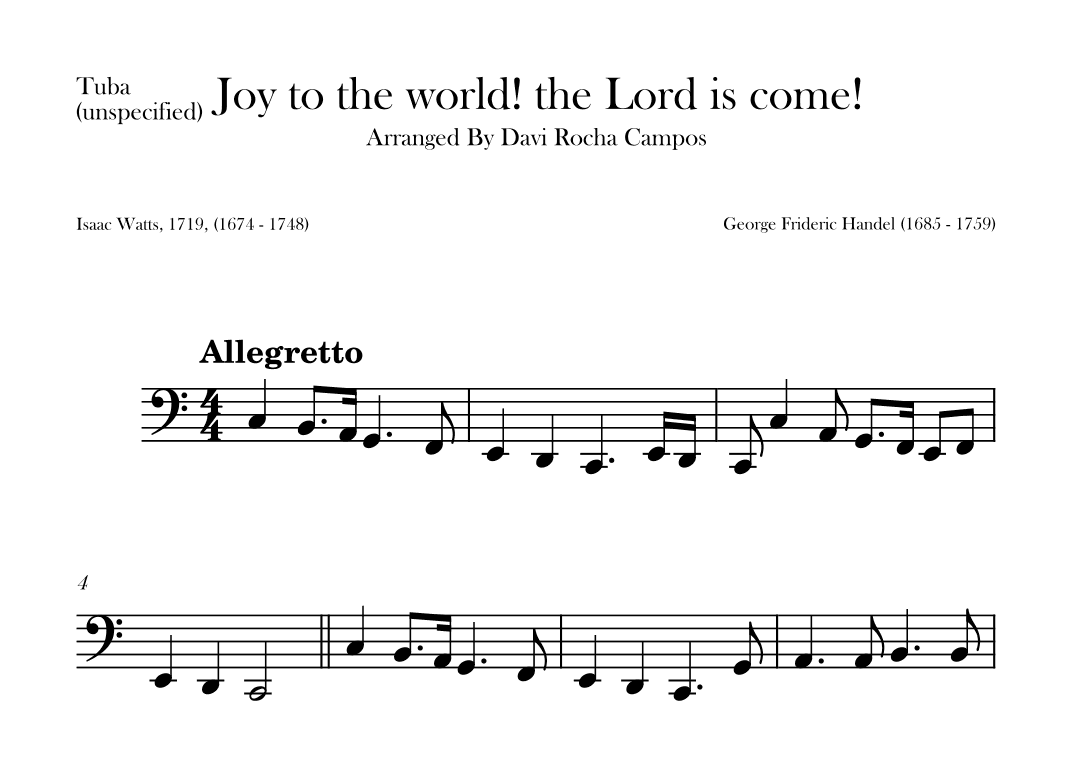 Joy to the world! the Lord is come! (arr. Davi Rocha Campos)