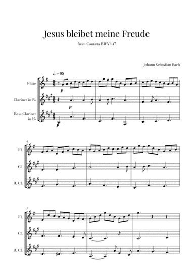 Bach - Jesus bleibet meine Freude for Flute, Clarinet and Bass Clarinet (arr. Cadenza Editions)