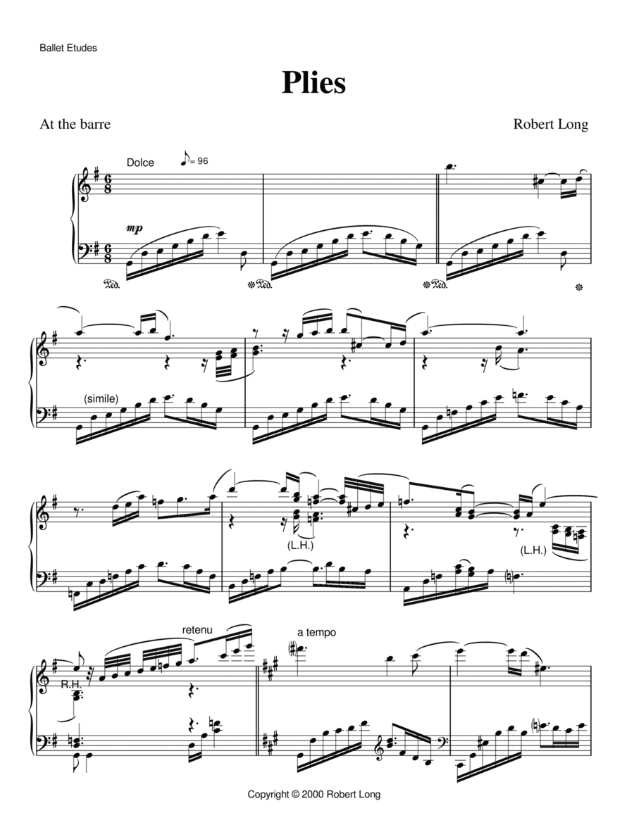Ballet Piano Sheet Music: Robert Long's Ballet Etudes Album Complete