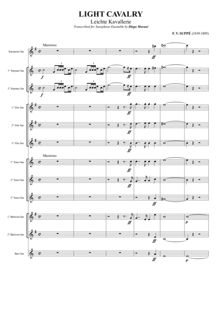 Overture from the opera "Light Cavalry" for Saxophone Ensemble (arr. Diego Marani)