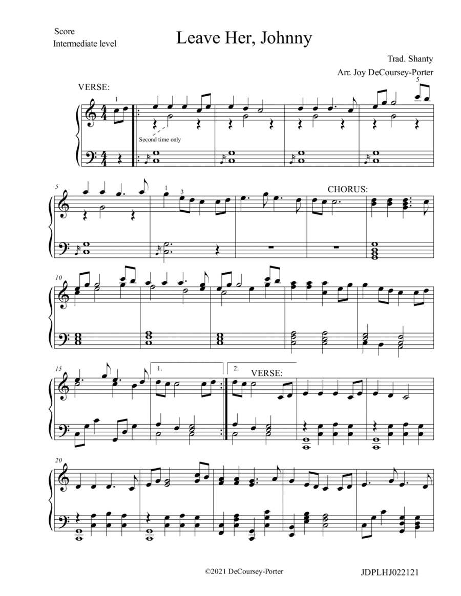 Leave Her, Johnny - Traditional Shanty (arr. Joy DeCoursey-Porter)