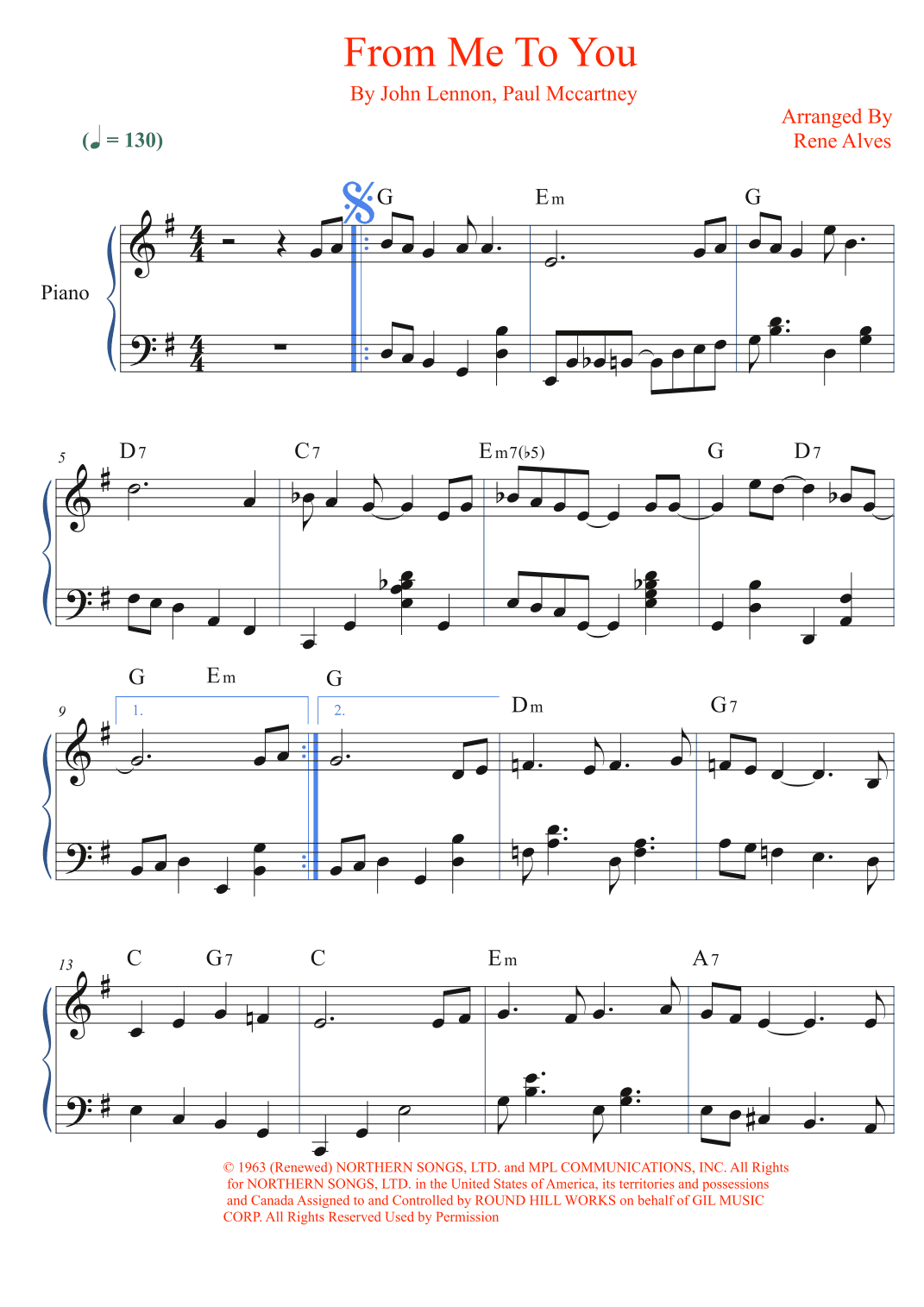 From Me To You (arr. Rene Alves)