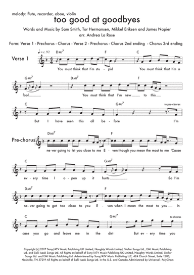 Too Good At Goodbyes (arr. Andrea La Rose)