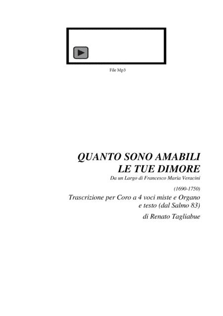 LARGO - Veracini - QUANTO AMABILI SONO LE TUE DIMORE - Arr. for SATB Choir and Organ (arr. Renato Tagliabue)
