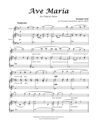 AVE MARIA VERDI for Flute & Piano (arr. Morakot Cherdchoo-ngarm)