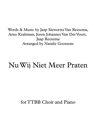 Nu Wij Niet Meer Praten (arr. Natalie Goossens)