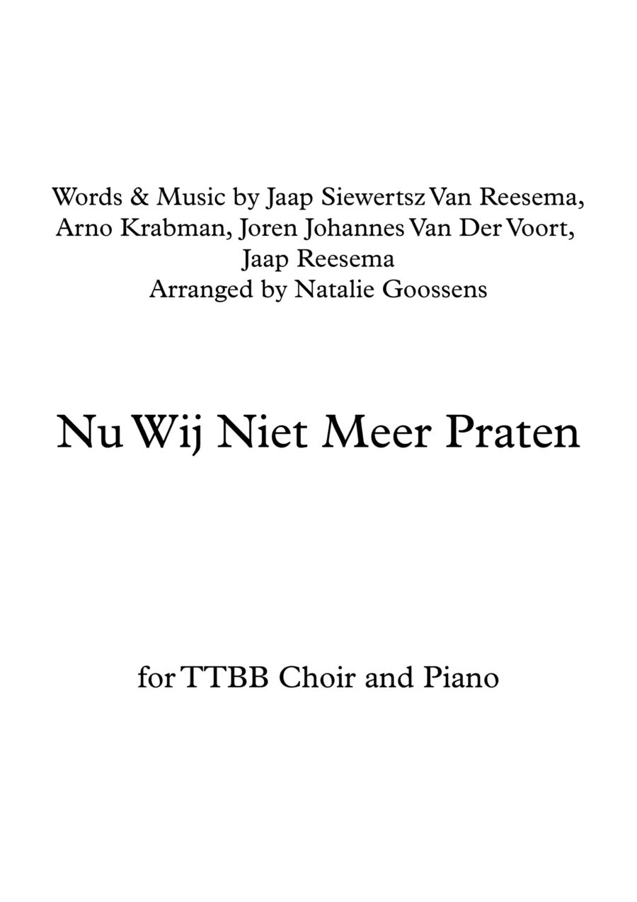 Nu Wij Niet Meer Praten (arr. Natalie Goossens)
