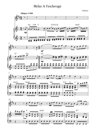 Helas! A l'esclavage (from Le roi malgré lui) (arr. Kaiserin Rebecca)
