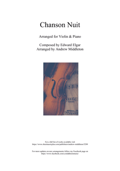 Chanson de nuit Op. 15 arranged for Violin and Piano (arr. Andrew Middleton)