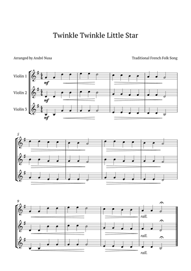 Twinkle Twinkle Little Star for violin trio (arr. André Nusa)