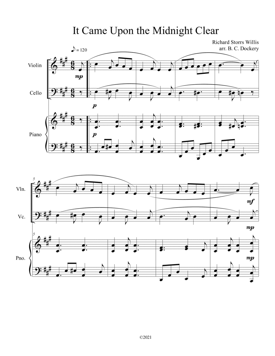 It Came Upon the Midnight Clear (Violin and Cello Duet with Piano Accompaniment) (arr. B. C. Dockery)