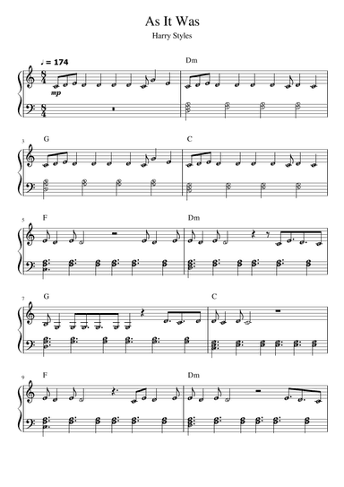 As It Was (arr. SHEET MUSIC HUB)