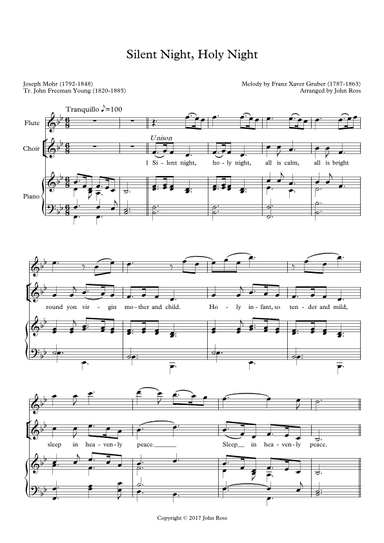 Silent Night, Holy Night (SATB, Flute, Piano) (Words by Young) (arr. John Ross)