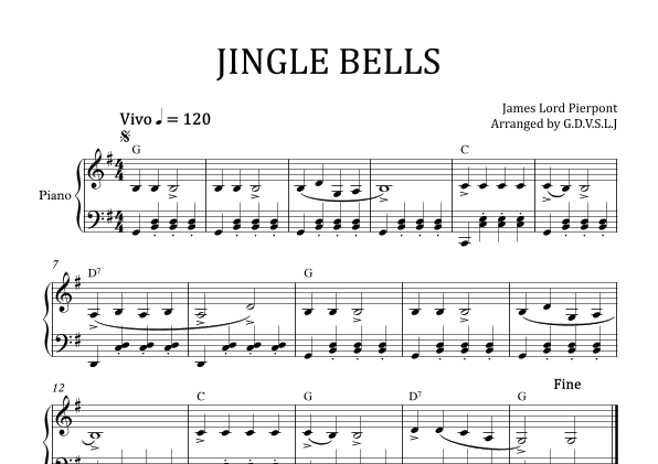 Jingle Bells in G Major (arr. G.D.V.S.L.J)