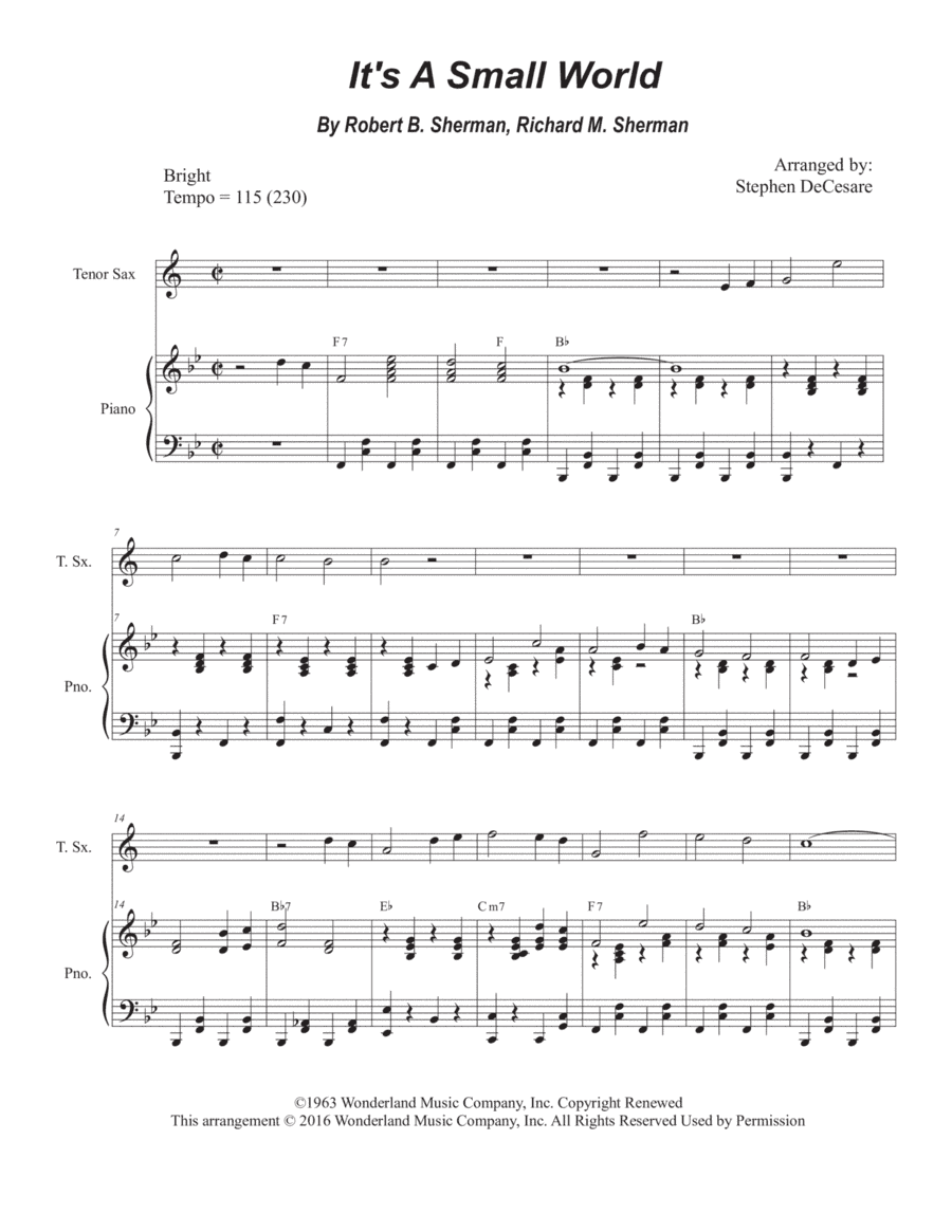 It's A Small World (arr. Stephen DeCesare)
