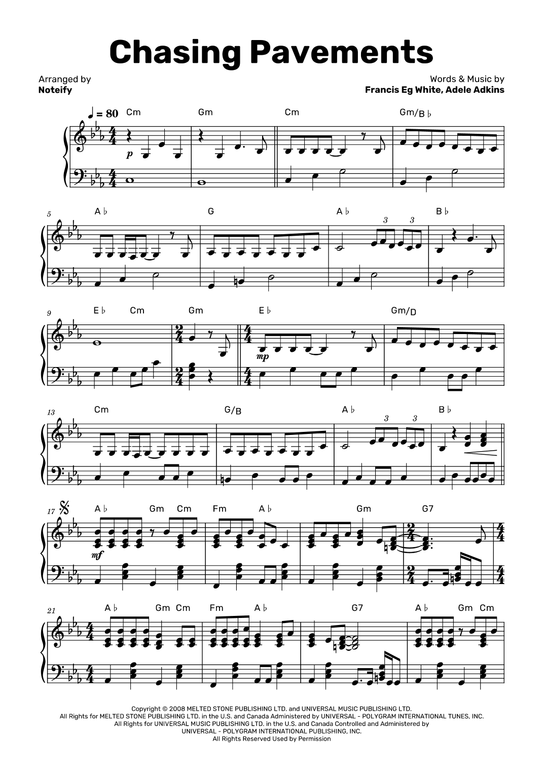 Chasing Pavements (arr. Noteify)