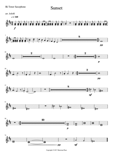 Sunset - Bb Tenor Saxophone