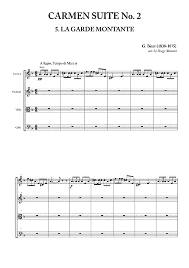 The Rising Guard from "Carmen Suite No. 2" for String Quartet (arr. Diego Marani)